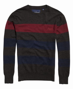 Superdry Orange Label Hoop Stripe Crew Neck Férfi Ugró Fekete/Kék/Piros | WHACG7204